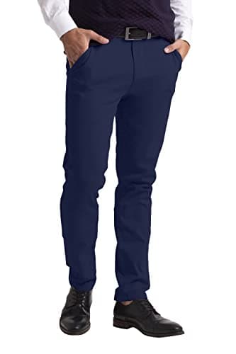 Image of westAce Men's Chino Trousers Slim Fit Stretch Classic Wrinkle-Resistant Flat-Front Lightweight Twill Essential Casual Chino Trouser (Available in Big and Tall) (34W / 32L, Navy)