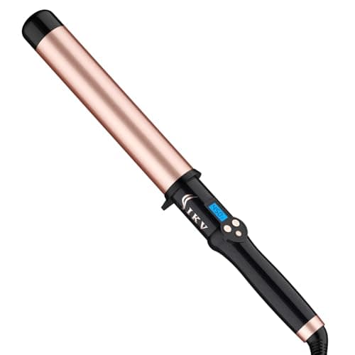 Image of 38 mm Large Curling Wand for Long Hair, Dual Voltage 1 1/2 Inch Hair Curling Iron Wand Ceramic Extra Long Barrel,10 Adjustable Temp