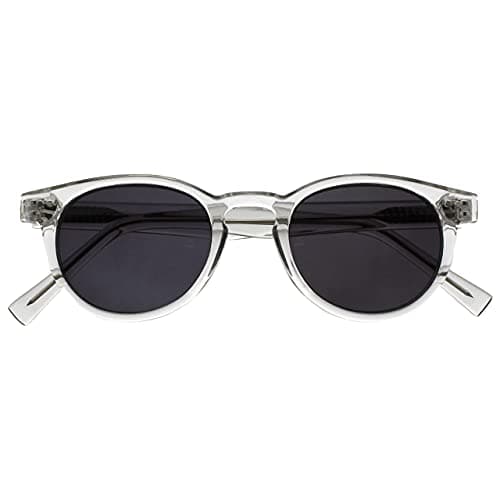 Image of OPULIZE Rox Super Stylish Shiny Clear Womens Mens Reading Sunglasses UV400 Metal Hinges Round S89-C +2.00