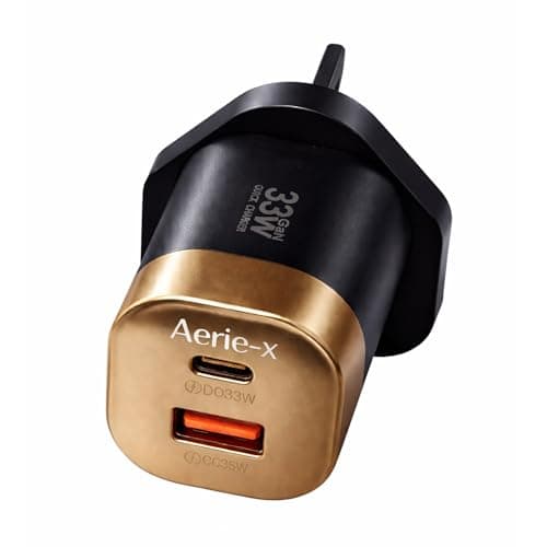 Image of 33W GaN Fast Charger, Dual Port USB-C PD 33W + USB-A QC 25W UK Wall Plug, Fast Charging Adapter for iPhone 17/16/15/14/13/12, Samsung Galaxy, Android, iPad – Compact Travel Socket.