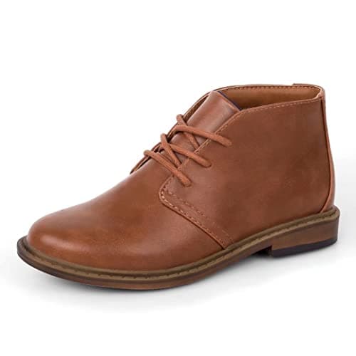 Image of Harvest Land Boys Dress Shoes Lace-up School Shoes Kids Classic Oxford Boots Boys Loafer Flats Hook and Loop Light Comfortable for Toddler Big Kids Brown UK1