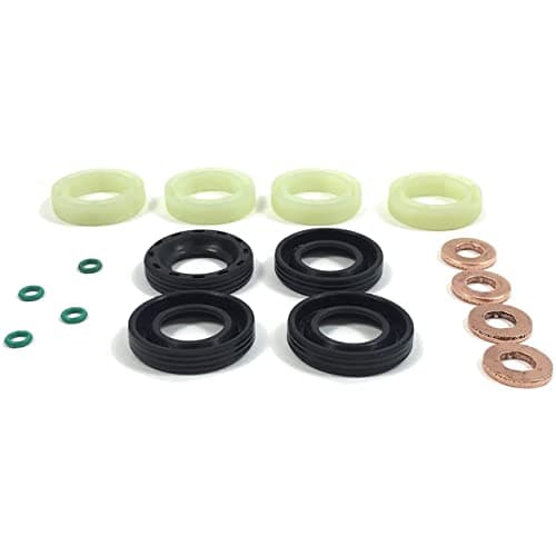 Image of MKAREPART Fuel Injector Nozzle Seal Kit Replacement - Fuel Injector Seal + Washer + O Ring Set (Set of 16 pcs) - Injector Holder Repair Kit 1.6 TDCi/HDi (Without Injector Studs)