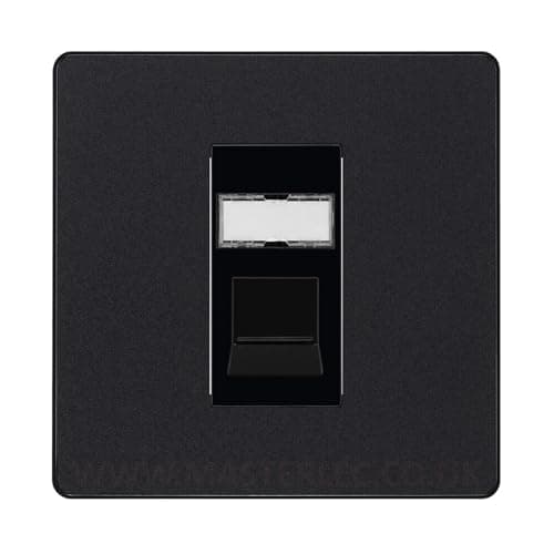 Image of BG Evolve Matt Black Single 1 Gang RJ45 Data Socket Black Insert PCDMBRJ451