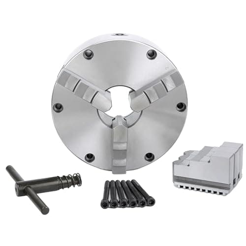 Image of K21-200/250 Front-Mount 6-Bolt 3-Jaw Self-Centering Chuck with 3Pcs Reverse Claw, 0.07mm Accuracy, Speed 2500-2000RPM, Short Taper Mount, for Manual CNC Lathe Turning(K21-200 M8)
