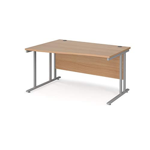 Image of Mr Office Maestro 25 left hand wave desk - silver cantilever leg, Beech, 1400