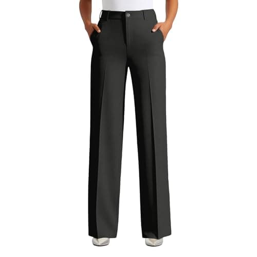 Image of Generisch High-waisted, straight-cut trousers for soft falling trousers, comfortable, casual, wide suit trousers, elegant, minimalist work trousers., black, XXL