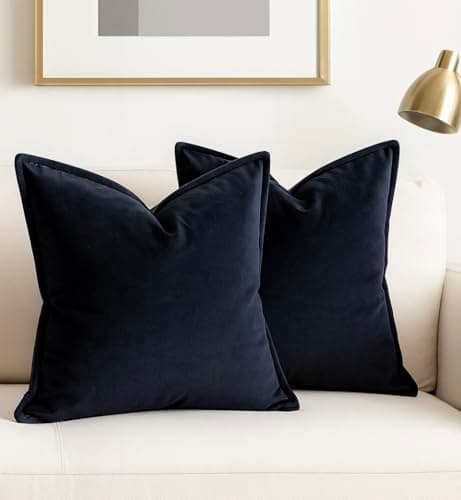 Image of Luxury Velvet Cushion Covers – Soft Decorative Throw Pillowcases for Sofa, Bed, or Chair (Set of 2) (Black, 40 x 40cm (Pack of 2))