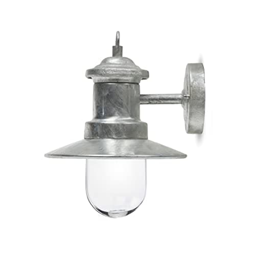 Image of Garden Trading Outdoor Wall Mounted St Ives Galvanised Ships Light Weatherproof | E27 Edison Screw 60 Watt | Crafted in Hot Dipped Galvanised Steel | Motion-Sensor Compatible