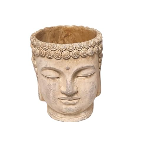 Image of DIVAS SPIRITUAL Buddha Cement Planters Indoor/Outdoor Home Decor, Serene Buddha Head Planter – Meditative Decor (Large (21.6 x 18.4 x 17.6 cms) weight 3.8 kg)