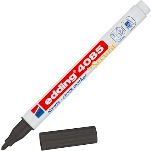 Image of Edding 4085 Chalk Marker - Black - 1 Round Nib 1-2 mm - Fine-Nib Wet Wipe Pen for Chalkboards, Windows, Glass, Mirrors - Liquid Chalk Marker Pens for Opaque Coverage