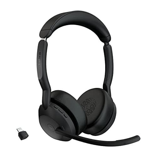 Image of Jabra Evolve2 55 Stereo Wireless Headset Air Comfort Technology, Noise-cancelling Mics, and Active Noise Cancellation - MS Teams Certified, Works with All Other Platforms - Black