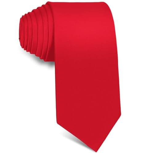 Image of BFGLLY 3.15" Men Ties, Solid Color Tie Satin Neck Tie Pure Color for Men Wedding Classic Formal Business Necktie - Red