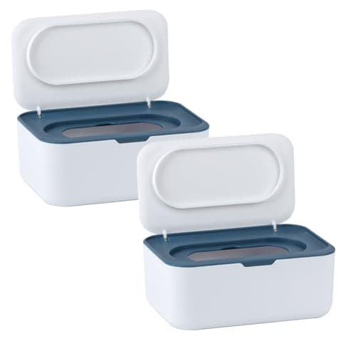 Image of 2 PCS Wipes Dispenser Case Box, Baby Wipes Box Dispenser, Dry Wet Tissue Paper Case Holder, Tissue Storage Box Case with Lid, Keep Wipes Fresh, Nappy Box Organiser Storage for Office, Home Accessories