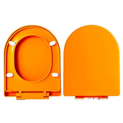 Image of Brigtviee D/U-Shaped Soft Close Toilet Seat, Adjustable Hinges Toilet Seats with Quiet and Soft Close Lid and Seat, Top Mount, Easy to Install also Easy to Clean, PP,Orange,36x44.5cm