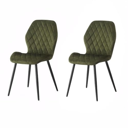 Image of Weegstok Velvet Dining Chairs Set of 2 Kitchen Chairs Dining Room Lounge Reception Chairs with Metal Legs for Living Room Bedroom,Sage green