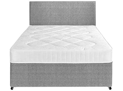 Image of Perfect Sleep 3FT Single Grey Fabric Divan Bed Including Medium feel Quilted Mattress And Headboard