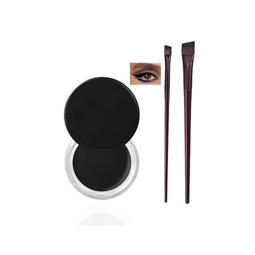 Image of Waterproof Gel Eyeliner Pot Set with 2PCS Brushes, Long Lasting Smudge-Proof Formula, High-Intensity Pigments for Eyes and Brows, Black Pot for Bold Eye Makeup Looks