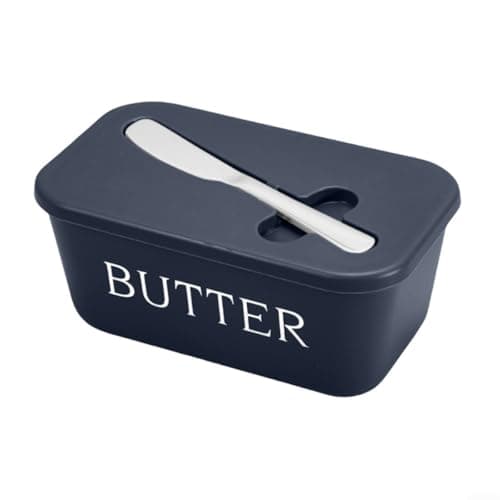 Image of Butter Dish with Lid, Butter Container with Spatula Holder Perfect for Room Decor Kitchen Decor (Blue)