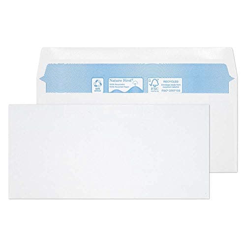 Image of Blake Environmental - Biodegradable & Recycled Envelopes BRE (102 x 216mm) - Pack of 1000 - Premium Quality 80GSM - Gummed - FSC Certified Eco White Envelopes - Stationery & Business Supplies (RN010)