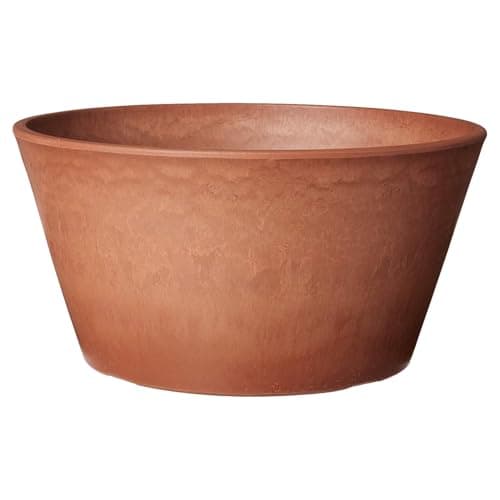 Image of Arcadia PSW Pot TD25TC Collection Shallow Bulb Pan Planter for Succulents, Bonsai, Fairy Gardens, Herbs, Terra Cotta Color, Plastic Stone Wood, 10 by 5-Inch