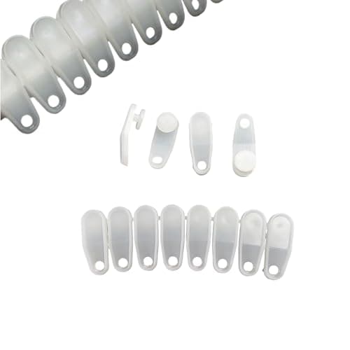 Image of DWUENT White Plastic Curtain Track Glider Hooks, Curtain Rail Gliders, 30 Pack – Smooth Sliding Hooks for Windows, Doors, and Shower Rails (31mm x 10mm)