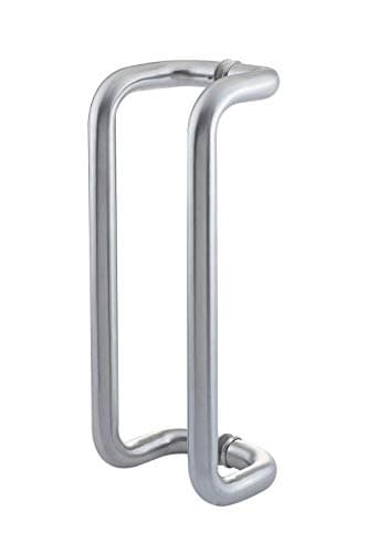 Image of Pull Handles Cranked Back to Back Fix | Satin Stainless Steel | 425mm Centre to Centre