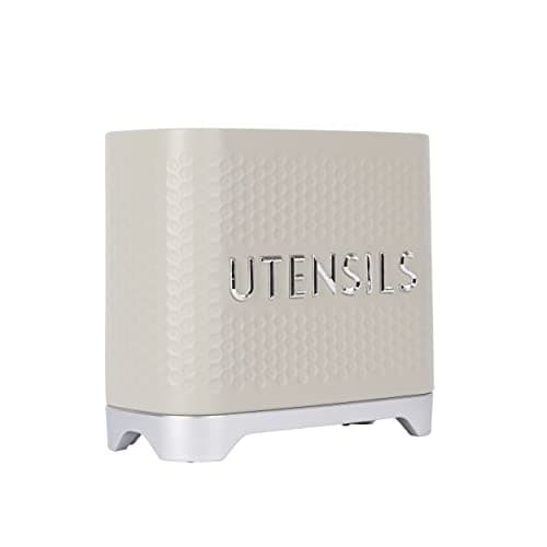 Image of KitchenCraft Lovello Textured Kitchen Utensil Holder, 19 x 9 x 18cm – Latte Cream