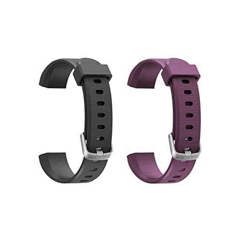 Image of Runlio ID115U HR Replacement Bands, Adjustable Straps Fitness Tracker, Black + Purple
