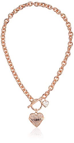 Image of GUESS Women's Toggle Logo Charm Necklace, Rose Gold, One Size, One Size, Glass