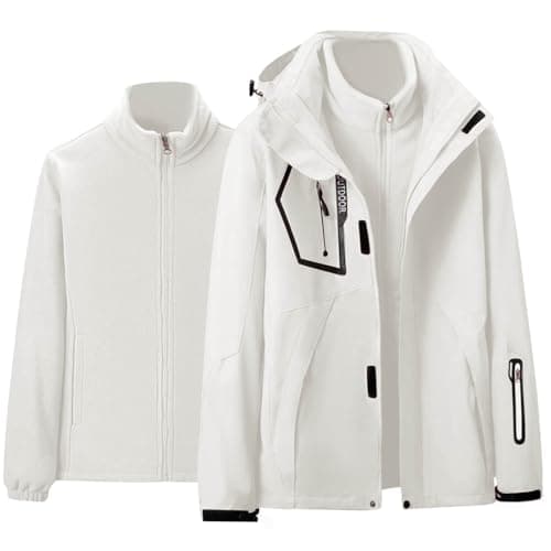 Image of Generisch Women's Two Piece Snow Outdoor Jacket Windproof Winter Coat with Removable Hood, White, XXL