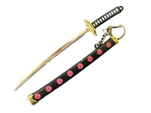 Image of Fat-catz-copy-catz One Piece Zoro Shusui Replica Japanese Anime Black Samurai Ninja Sword & Scabbard Letter Opener Enamel Model Keyring