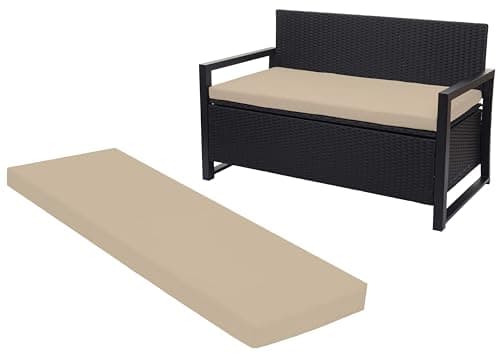 Image of Crescent Textile 100% Waterproof Garden Bench Cushion 2/3/4 Seater Outdoor Long Bench Seat Pad for Lawn & Garden, Patio, Office, Coffee Shop with Removable Cover (2 Seater 108cm x 45cm x 5cm, Cream)