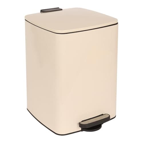 Image of Harbour Housewares 20L Square Stainless Steel Pedal Bin – Beige Soft Close Kitchen Trash Can with Foot Pedal, Removable Inner Bucket, Hands Free Rubbish Bin for Home, Office, Utility Room