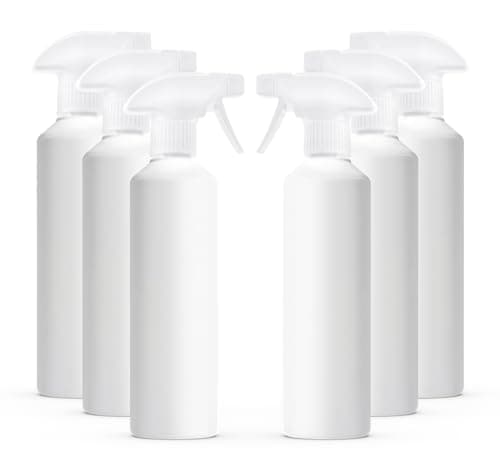 Image of McKLords - Pack of 6 White Empty Plastic Water Spray Bottles for Cleaning 500ml - Hand Trigger Empty Spray Bottles for Gardening and Home Cleaning - Heavy duty Industrial Refillable Mist