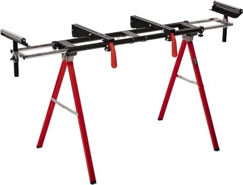 Image of Einhell Mitre Saw Stand, Sturdy and Lightweight Frame, Height-Adjustable Pull-Out Work Piece Supports, Foldable for Space-Saving Storage, Mitre Saw Table Accessory MSS 1608