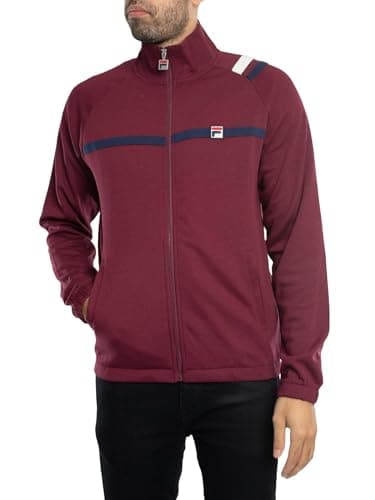 Image of Fila Men's MK2 Archive Track Jacket, Windsor Wine/Navy/Gardenia, Windsor Wine/Navy/Gardenia, M