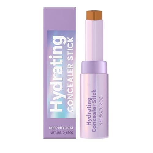 Image of Hydrating Concealer Stick in Deep Neutral - Full Coverage Creamy Formula for Under Eye Circles, Blemishes, Dark Spots & Fine Lines, Smooth Wrinkle-Blurring Effect on Mature Skin, Long Lasting Wear,