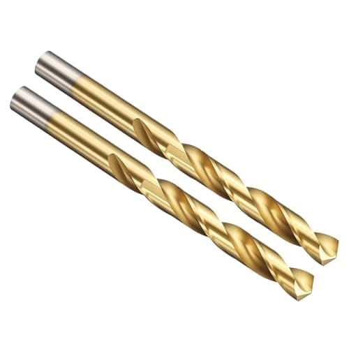 Image of PATIKIL 10mm Drill Bit, Jobber Straight Shank M2 High-Speed Steel 135° Titanium Nitride TiN Coated for Stainless Steel Hard Metal - 2 Pack