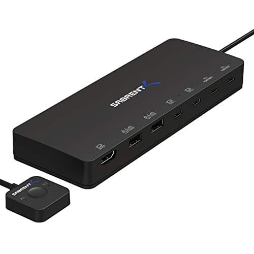 Image of SABRENT KVM Switch 2 PC, 60W USB C KVM, 4K@60Hz HDMI Port, USB-C Switch for 2 Computers 1 Monitor, Thunderbolt Compatible, (KCPD)