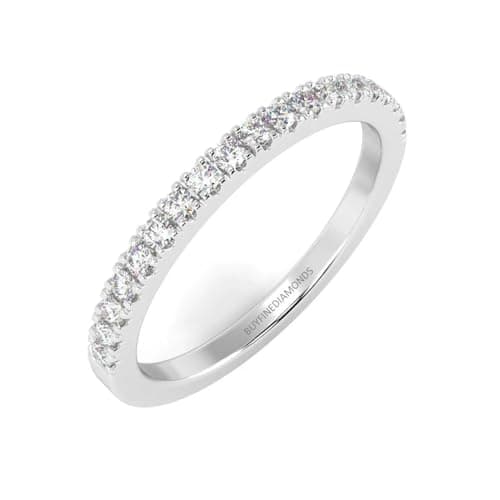 Image of BuyFineDiamonds 1/4Ct Round Diamond Micro Pave Set Half Eternity Ring, 9k White Gold Size I