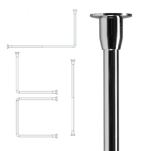 Image of Croydex AD115144 Fineline Shower Rod and Rail Kit, Stainless Steel, Chrome, straight upto 2520mm