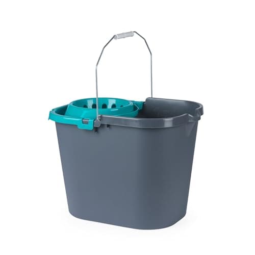 Image of Beldray Mop Bucket & Wringer – 16L Capacity, Ergonomic Dipped Edge Design, Easy Pouring & Emptying, Detachable Wringer, Pouring Spout, Strong & Durable Plastic, Convenient Carry Handles, Grey/Blue