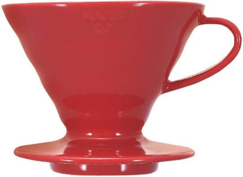 Image of Hario V60 Ceramic Coffee Dripper | V-Shaped Cone Coffee Dripper With Heat Retention, Red, Size 02