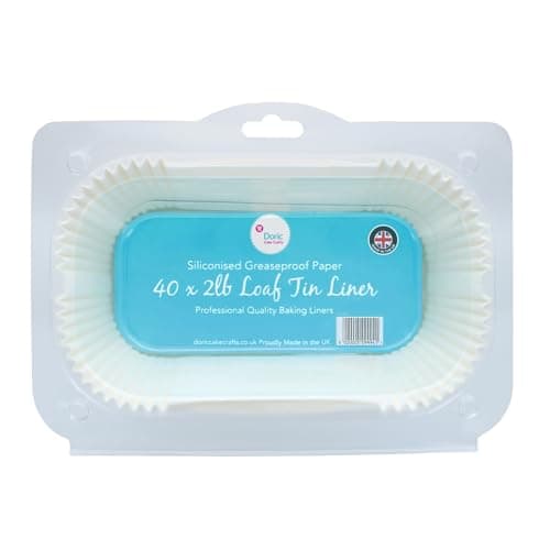 Image of Doric 2lb Loaf Tin Liners, 40 Pack, Non-Stick Siliconised Greaseproof Paper for Baking Bread and Cakes, Air Fryer Liner, Made in The UK, White