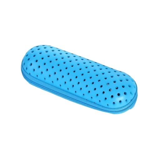 Image of LAWALEISHE Swimming Goggle Storage Case - EVA Material, Ideal for Swimmers on the Go with Drainage & Ventilation Holes and Secure Zipper Closure for Goggle Protection (Light Blue)