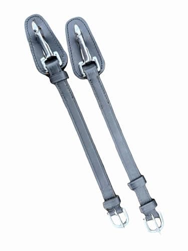 Image of Leather Cheek Pieces for Horse Bridles, Brass Snap Hooks, Multiple Colour Combinations Size X Full to Pony (Black/Silver, Cob)