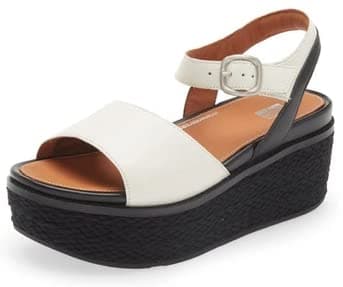 Image of FitFlop Eloise Cream Ankle Strap Open Toe Strappy Upper Espadrille Wedge Sandals (Cream, 11)