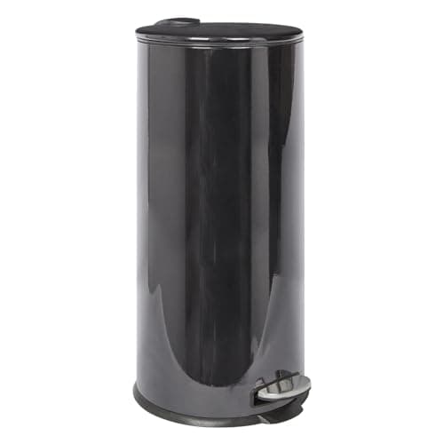 Image of Harbour Housewares 30L Large Kitchen Bin - Black Stainless Steel Food Waste Caddy Pedal Bins for Kitchen - Tall Slim Metal Swing Dustbin for Paper, Plastic, Rubbish