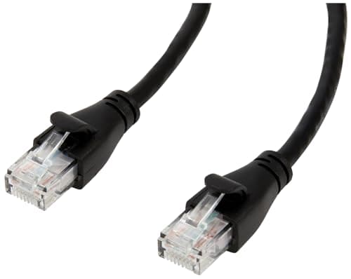 Image of Amazon Basics RJ45 Cat-6 Ethernet Patch Cable, 1Gpbs Data Transfer Speed, Gold-Plated Connectors, 3 Foot, Black