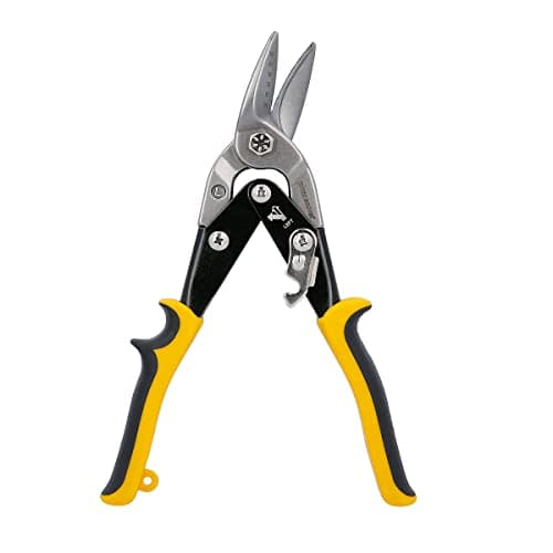 Image of TOUGH MASTER Aviation Snips 10" 250mm Cr-V Steel Cutting Shears Perfect for Cutting Aluminum and Metal Sheets Heavy Duty Aviation Tin Snips with Non-Slip Wear-Resistant TPR Handle (Left Cut)